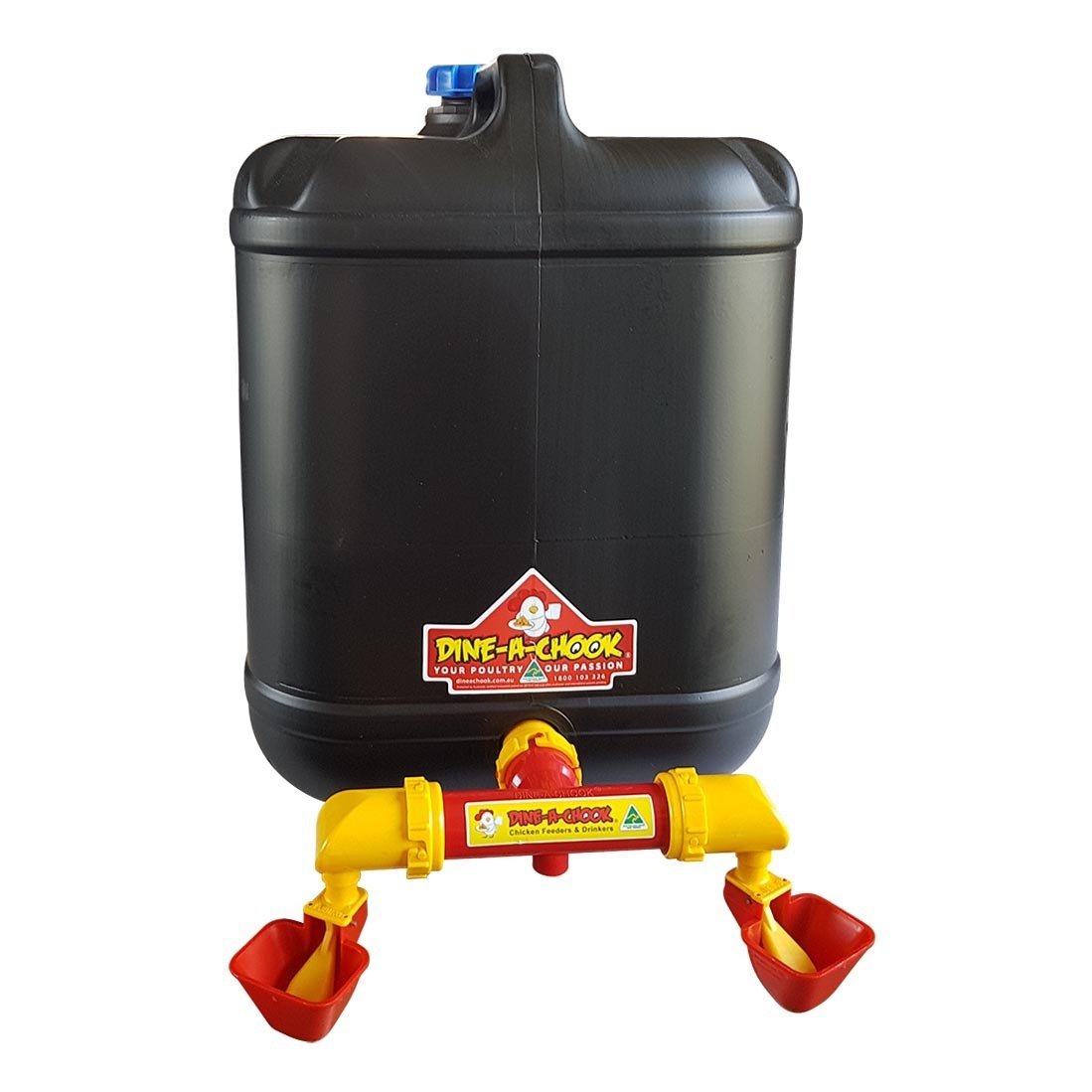 Dine A Chook Drinker 20 Litre Drum withTwin Outlet - Woonona Petfood & Produce