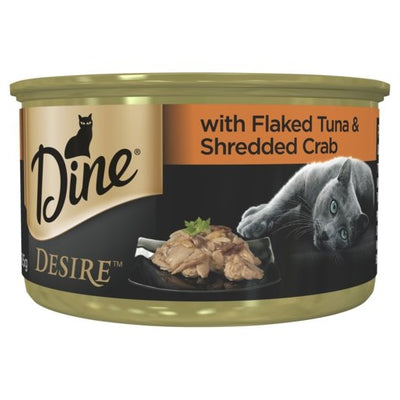 Dine Desire 24x85g Flaked Tuna & Shredded Crab - Woonona Petfood & Produce