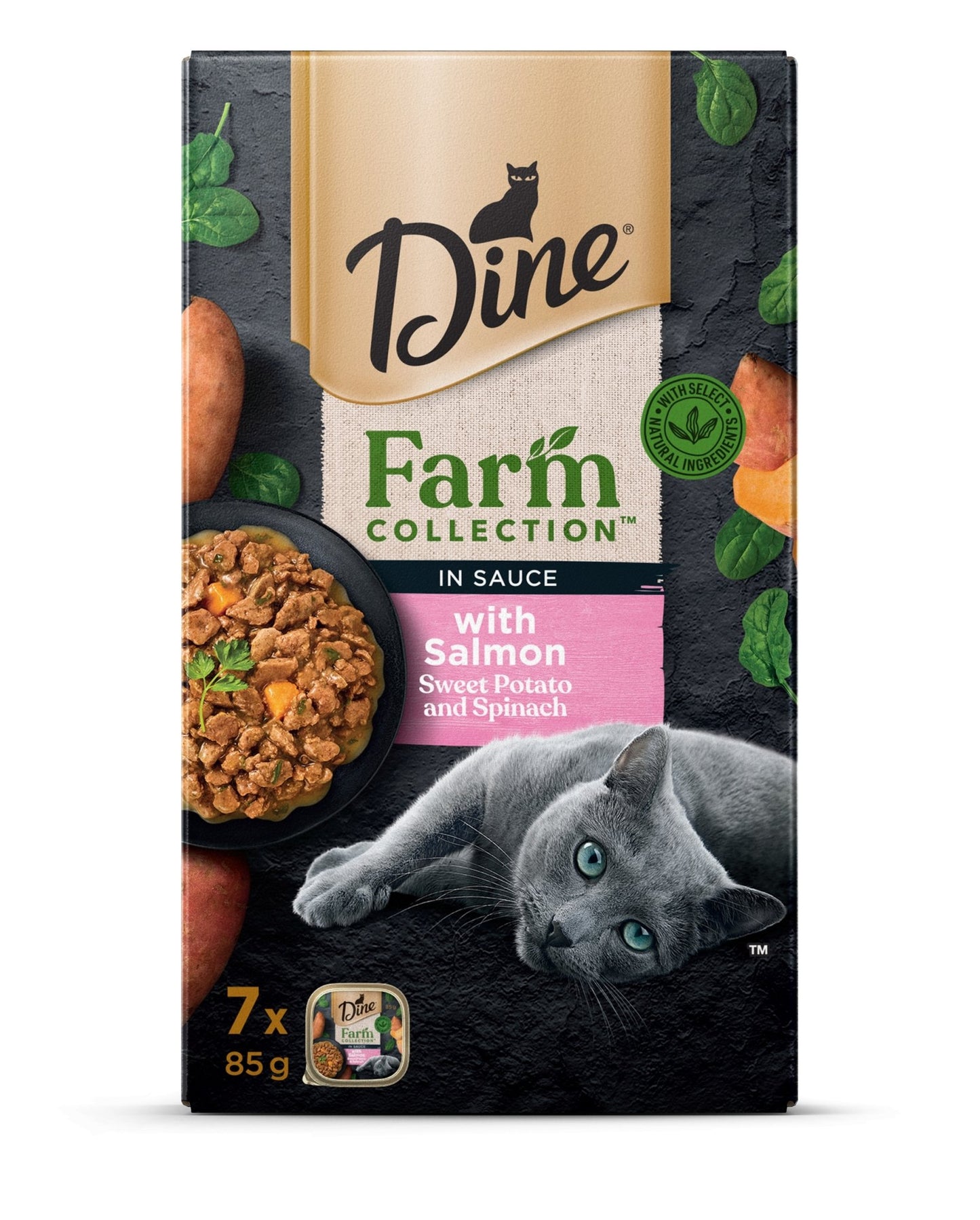 Dine Farm Collection with Salmon Sweet Potato and Spinach 7x85g - Woonona Petfood & Produce