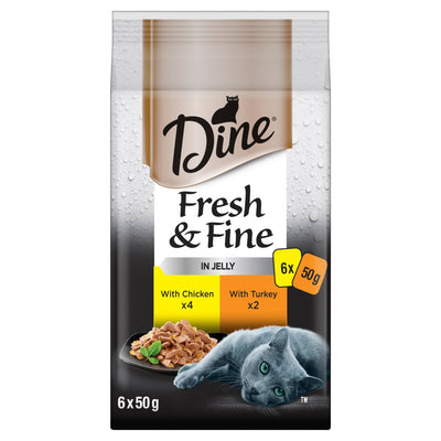 Dine Fresh and Fine Chicken and Turkey in Jelly 6x50g - Woonona Petfood & Produce