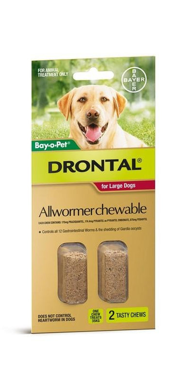 Drontal Dog Chews 2 x 35kg Bayer - Woonona Petfood & Produce