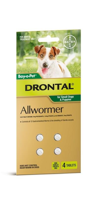 Drontal Dog Small Dog Up To 3kg 4 Tablets - Woonona Petfood & Produce