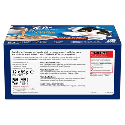 Felix Gravy Lovers Meat Selection 12x85g - Woonona Petfood & Produce
