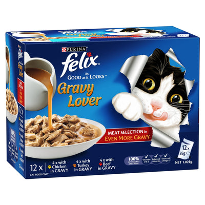 Felix Gravy Lovers Meat Selection 12x85g - Woonona Petfood & Produce