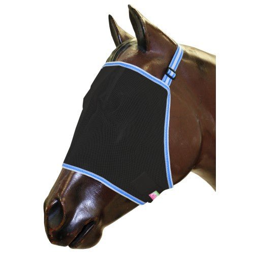 Fly Mask Mesh Black with Blue Trim - Woonona Petfood & Produce