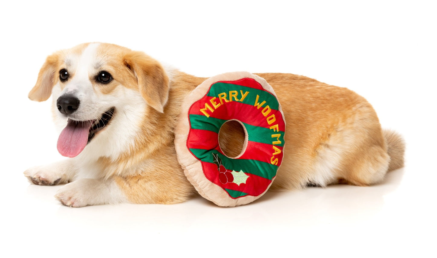 Fuzzyard Dog Toy - Giant Donut Merry Woofmas - Woonona Petfood & Produce