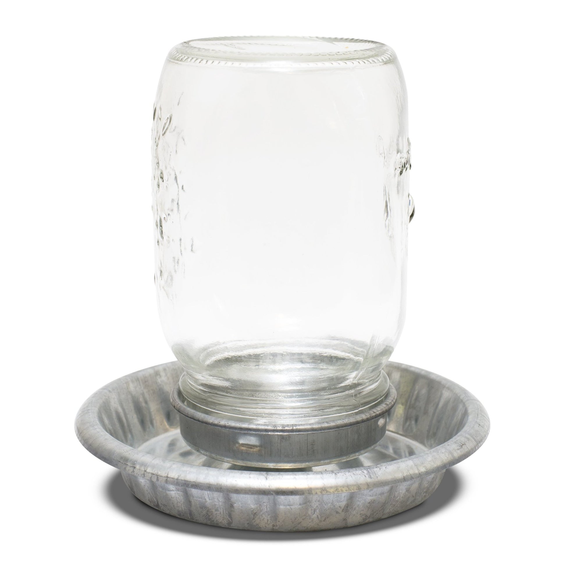 Galvanised Chick Drinker With Glass Jar 1 Litre Bainbridge - Woonona Petfood & Produce