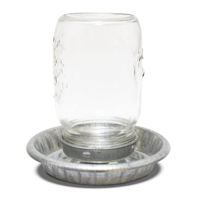 Galvanised Chick Drinker With Glass Jar 1 Litre Bainbridge - Woonona Petfood & Produce