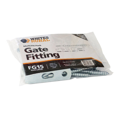Gate Fitting FG15 Ring Latch Multi Fit Pack 13815 Whites - Woonona Petfood & Produce