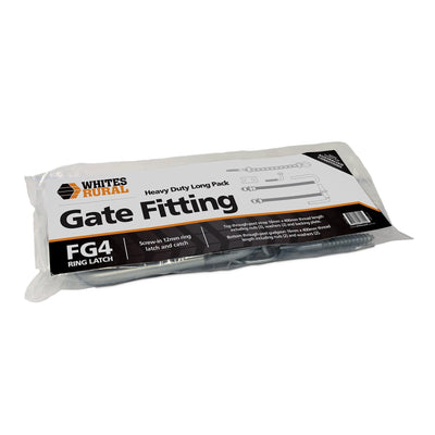 Gate Fitting FG4 Ring Latch Heavy Duty 13804 Whites - Woonona Petfood & Produce