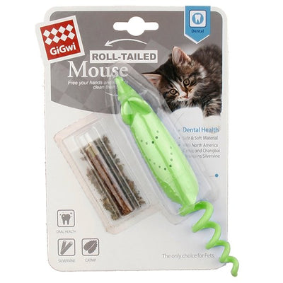 Gigwi Roll Tail Dental Mouse with Catnip - Woonona Petfood & Produce