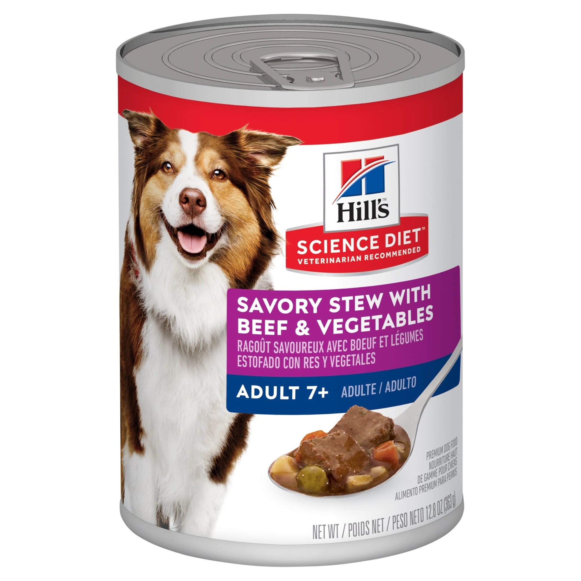 Hill's Science Diet Adult 7+ Savory Stew Beef & Vegetable Canned Dog Food 12x363g - Woonona Petfood & Produce