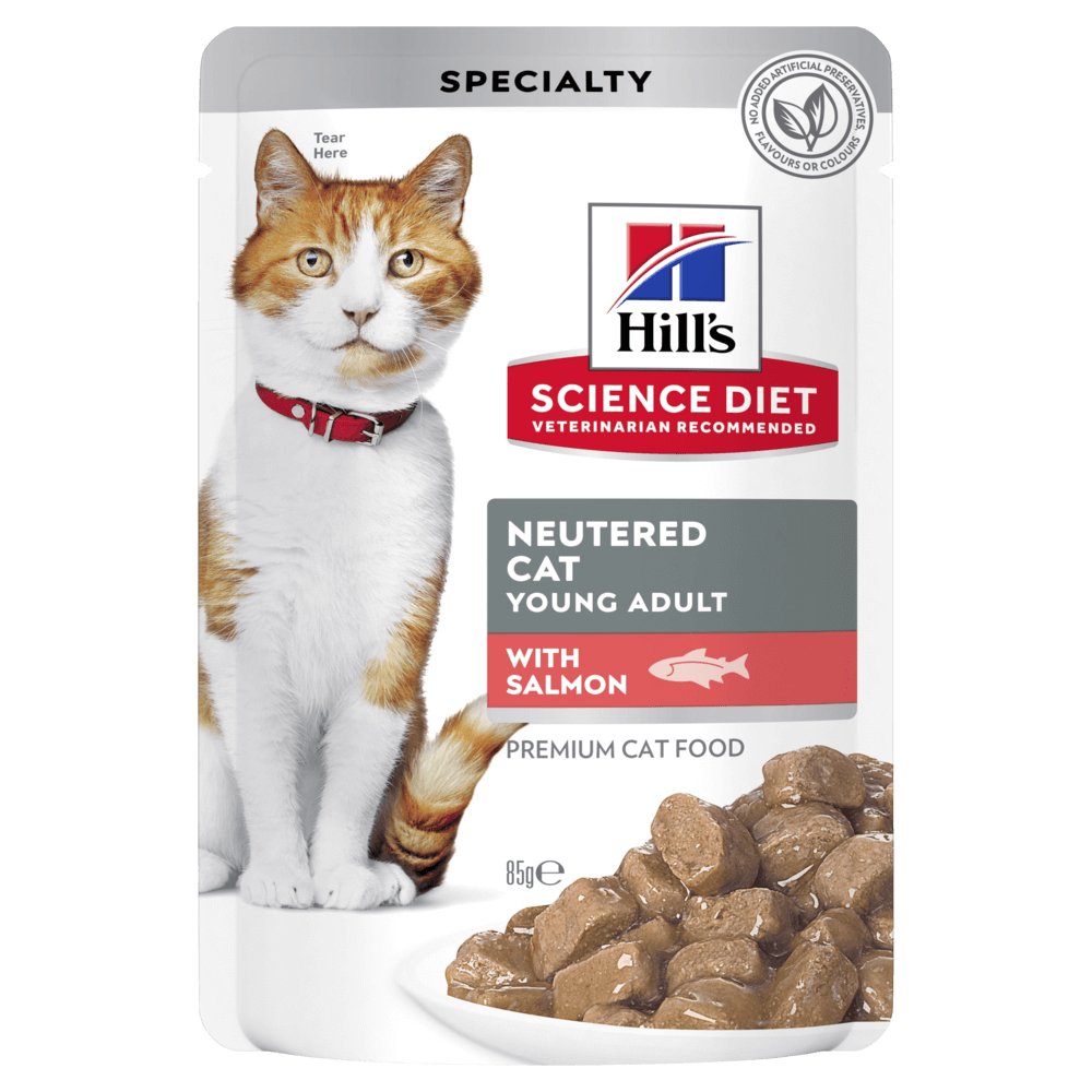 Hill's Science Diet Adult Neutered Salmon Cat Food Pouches 12x85g - Woonona Petfood & Produce