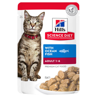 Hill's Science Diet Adult Optimal Care Ocean Fish Cat Food pouches 85g - Woonona Petfood & Produce