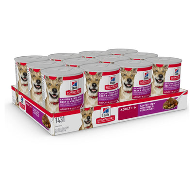 Hill's Science Diet Adult Savory Stew Beef & Vegetable Canned Dog Food 12x363g - Woonona Petfood & Produce