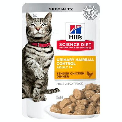 Hill's Science Diet Adult Urinary Hairball Control Chicken Cat Food pouches 12x85g - Woonona Petfood & Produce
