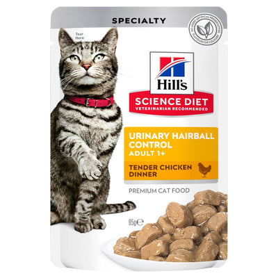 Hill's Science Diet Adult Urinary Hairball Control Chicken Cat Food pouches 85g - Woonona Petfood & Produce
