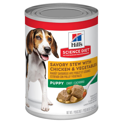 Hill's Science Diet Puppy Savory Stew Chicken & Vegetable Canned Dog Food 12x363g - Woonona Petfood & Produce