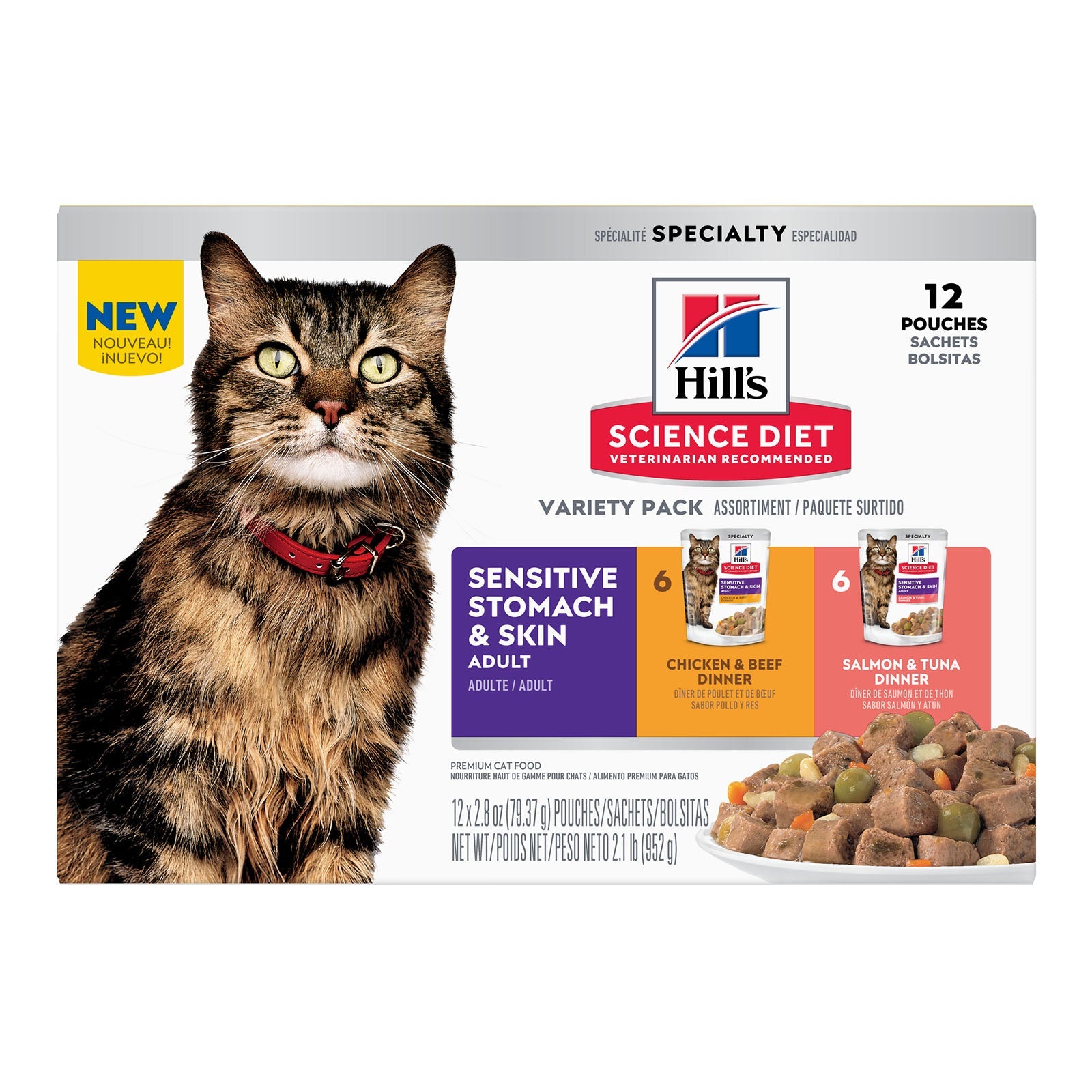 Hill's Science Diet Sensitve Stomach and Skin Cat Food Variety Pouches 12x79g - Woonona Petfood & Produce