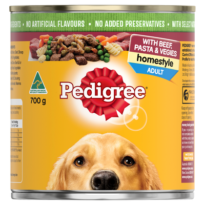 Pedigree Wet Dog Food Can Homestyle Beef Pasta and Vegetables 700g