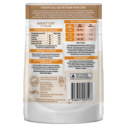 Ivory Coat Cat Wet Food Adult Chicken in Gravy 85g - Woonona Petfood & Produce