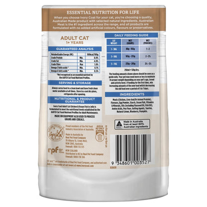 Ivory Coat Cat Wet Food Adult Chicken & Ocean Fish in Jelly 12x85g - Woonona Petfood & Produce