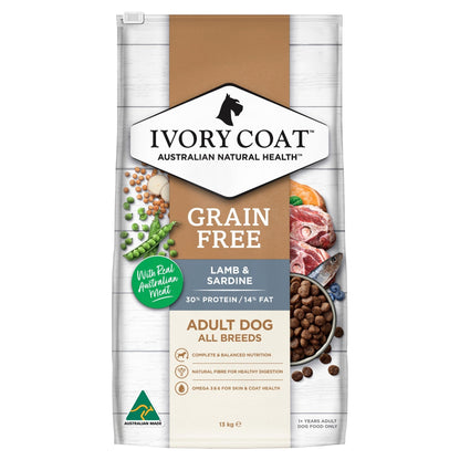 Ivory Coat Grain Free Dry Dog Food Lamb & Sardine - Woonona Petfood & Produce