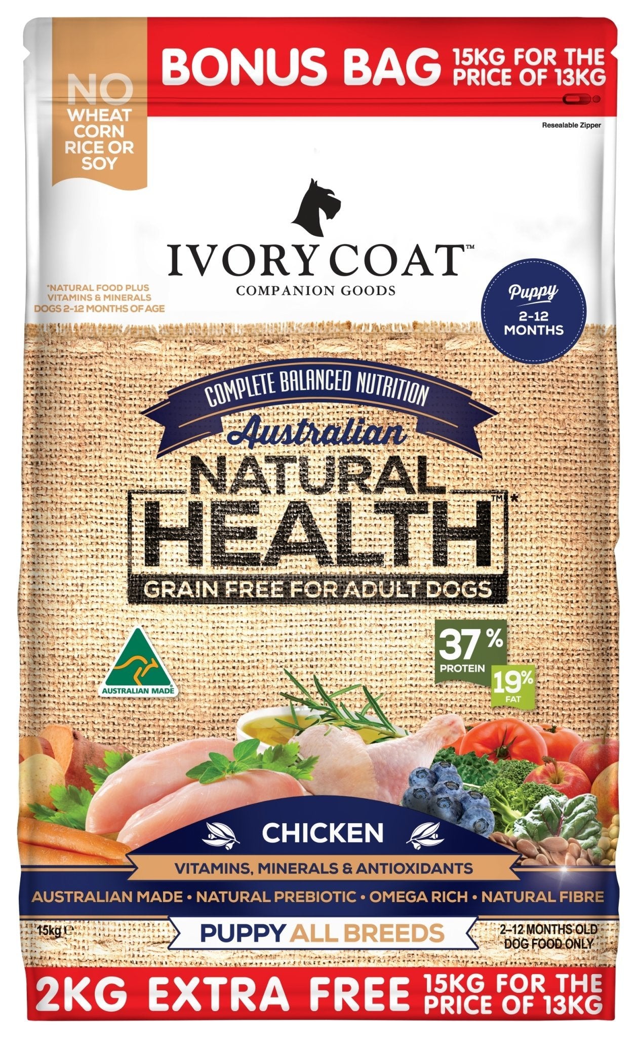 Ivory Coat Grain Free Dry Dog Food Puppy Chicken - Woonona Petfood & Produce