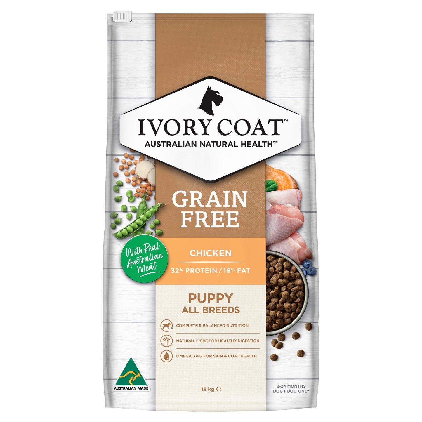 Ivory Coat Grain Free Dry Dog Food Puppy Chicken - Woonona Petfood & Produce
