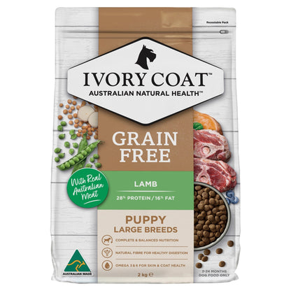 Ivory Coat Grain Free Dry Dog Food Puppy Large Breed Lamb - Woonona Petfood & Produce
