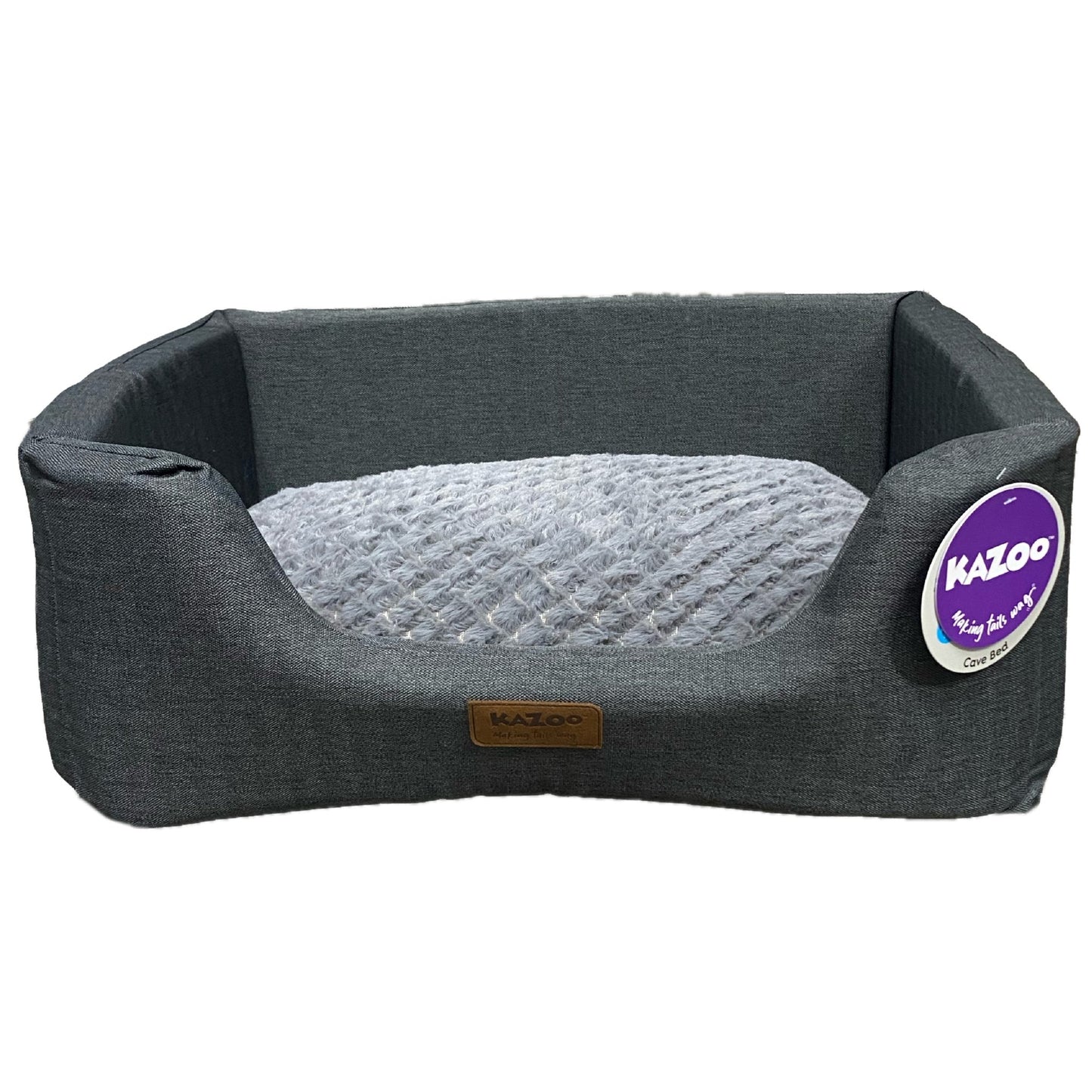 Kazoo Dog Bed Cave Plush Grey - Woonona Petfood & Produce