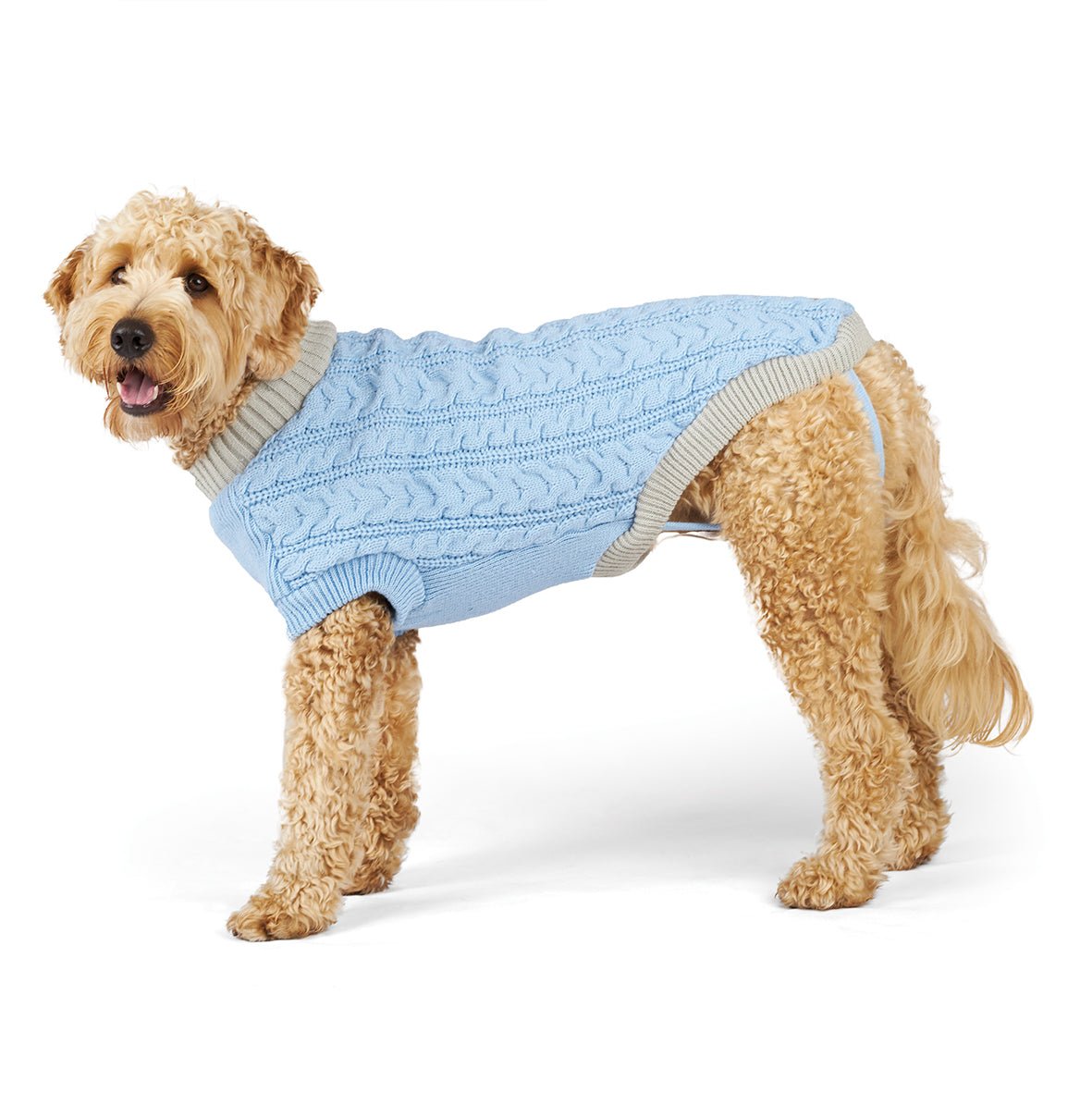 Kazoo Dog Coat Cable Knit Blue Cloud - Woonona Petfood & Produce