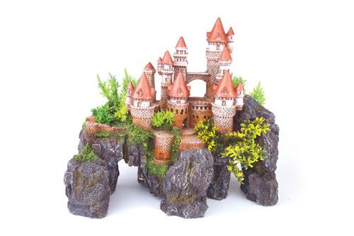 Kazoo Ornament Mountain Castle With Plants - Woonona Petfood & Produce