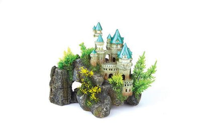 Kazoo Ornament Mountain Castle With Plants Medium - Woonona Petfood & Produce
