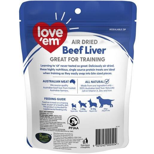 Love Em Air Dried Beef Liver Dog Treats 90g - Woonona Petfood & Produce