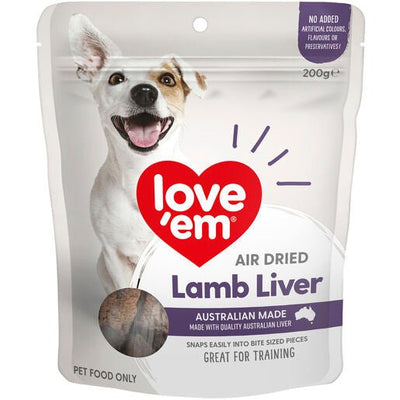 Love Em Air Dried Lamb Liver Dog Treats 200g - Woonona Petfood & Produce