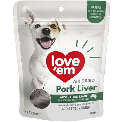 Love Em Air Dried Pork Liver Dog Treats 90g - Woonona Petfood & Produce