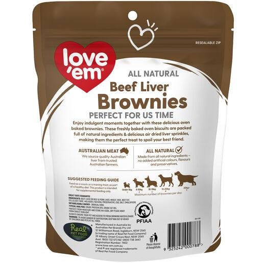 Love Em Beef Liver Brownie 250g - Woonona Petfood & Produce