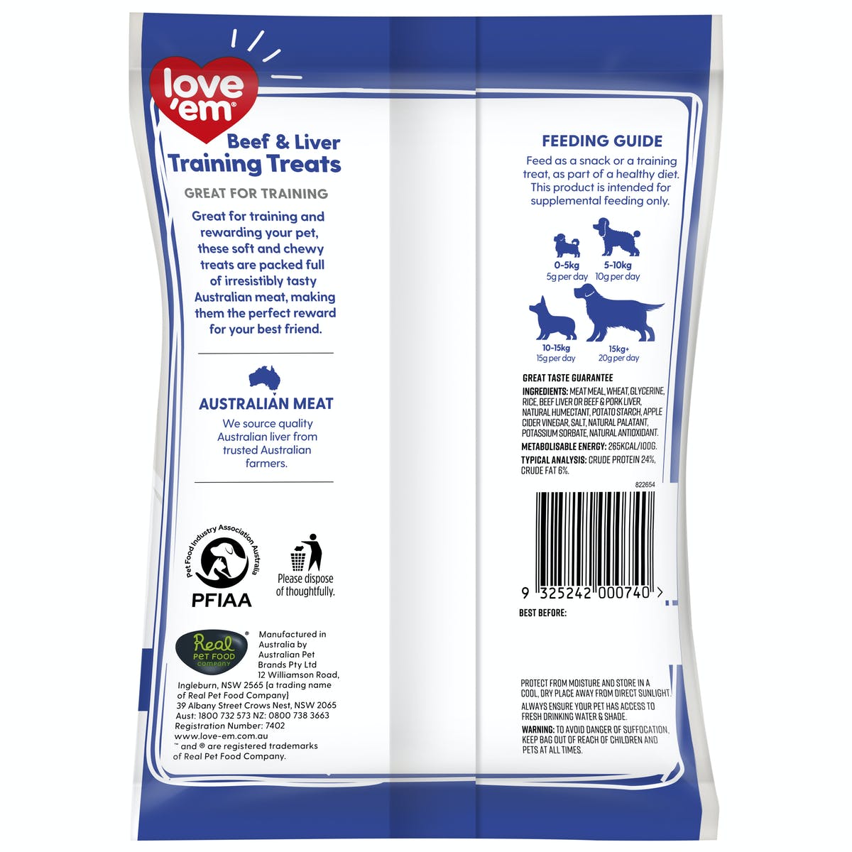 Love Em Beef & Liver Dog Training Treats 200g - Woonona Petfood & Produce