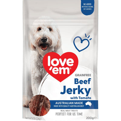 Love Em Beef & Tomato Jerky 200g - Woonona Petfood & Produce