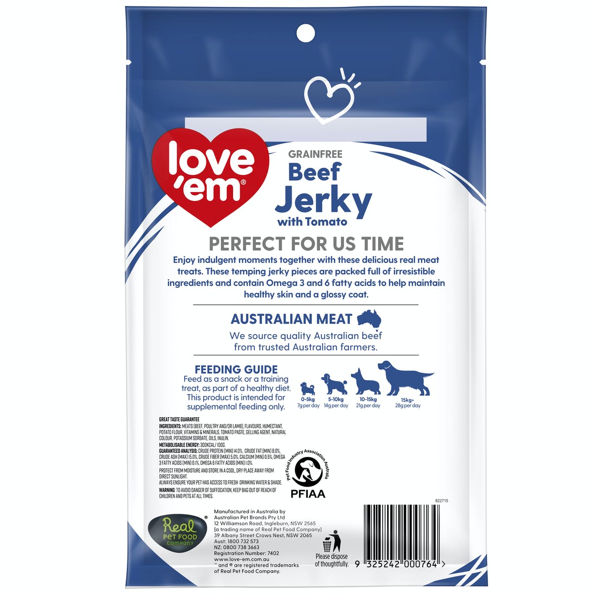 Love Em Beef & Tomato Jerky 200g - Woonona Petfood & Produce