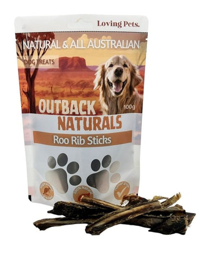 Loving Pets Dog Treats Roo Rib Sticks 100g - Woonona Petfood & Produce