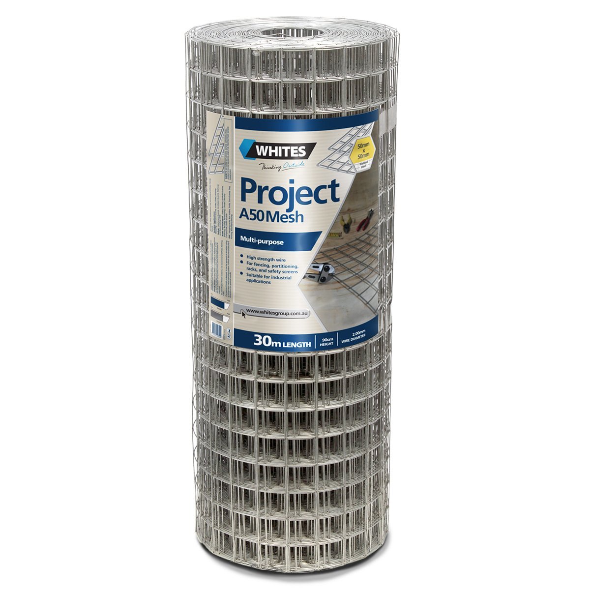 Mesh 900mm 50mm x 50mm x 2.00mm x 30 Metres Whites - Woonona Petfood & Produce