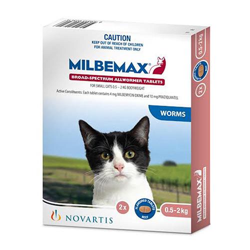 Milbemax Cat 0.5kg To 2kg 2 Tablets - Woonona Petfood & Produce
