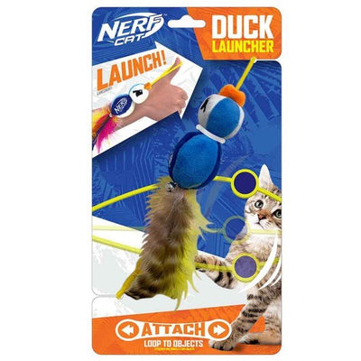 Nerf Cat Plush Elastic Launching Duck with Bell - Woonona Petfood & Produce