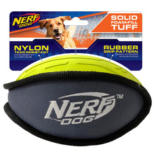 Nerf Tuff Rubber Nylon Plush Football - Green/Grey - Woonona Petfood & Produce