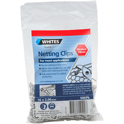 Netting Clips 16mm X 2.00mm 500 Pack Whites - Woonona Petfood & Produce