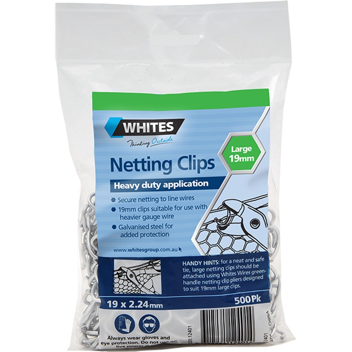 Netting Clips 500 Pack Whites - Woonona Petfood & Produce