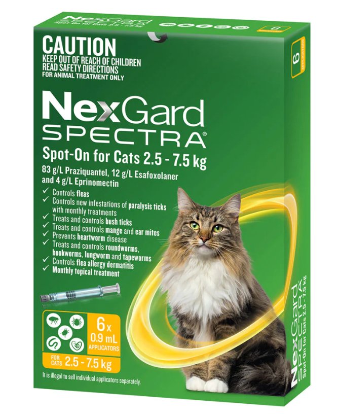 Nexgard Spectra Spot-On for Cats 2.5-7.5kg - Woonona Petfood & Produce