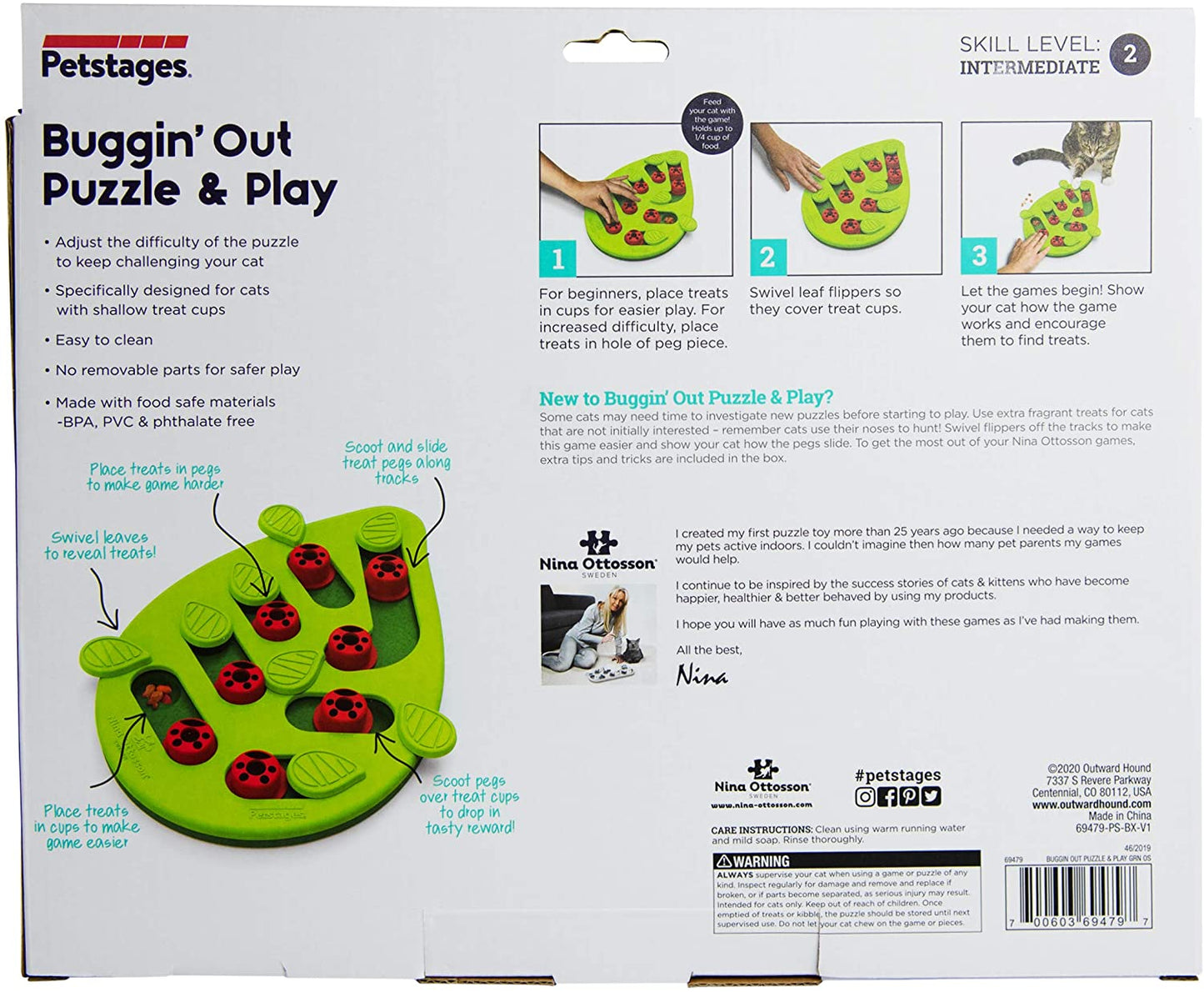 Nina Ottosson Buggin Out Puzzle and Play Treat Dispenser for Cats - Woonona Petfood & Produce